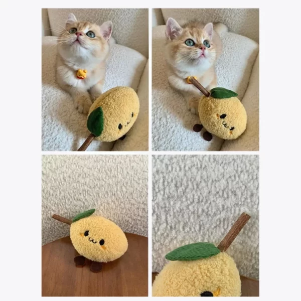 Cat Playing with Clawcove Potato Silvervine Cat Toy - Chewing Fun and Dental Cleaning Cat chewing on Clawcove Potato Silvervine Cat Toy, using it to clean teeth and enjoy playful interaction.