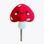 Clawcove Red Mushroom Silvervine Cat Toy, a chewable plush toy filled with natural Silvervine for dental care and stress relief.