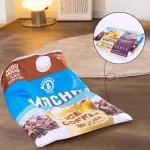 Close-up of the small hanging toy at the entrance of the crinkle cat sack.