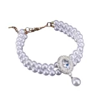 Close-up of the sparkling gemstone pendant on the pet necklace.