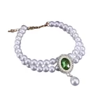 Close-up of the sparkling gemstone pendant on the pet necklace.